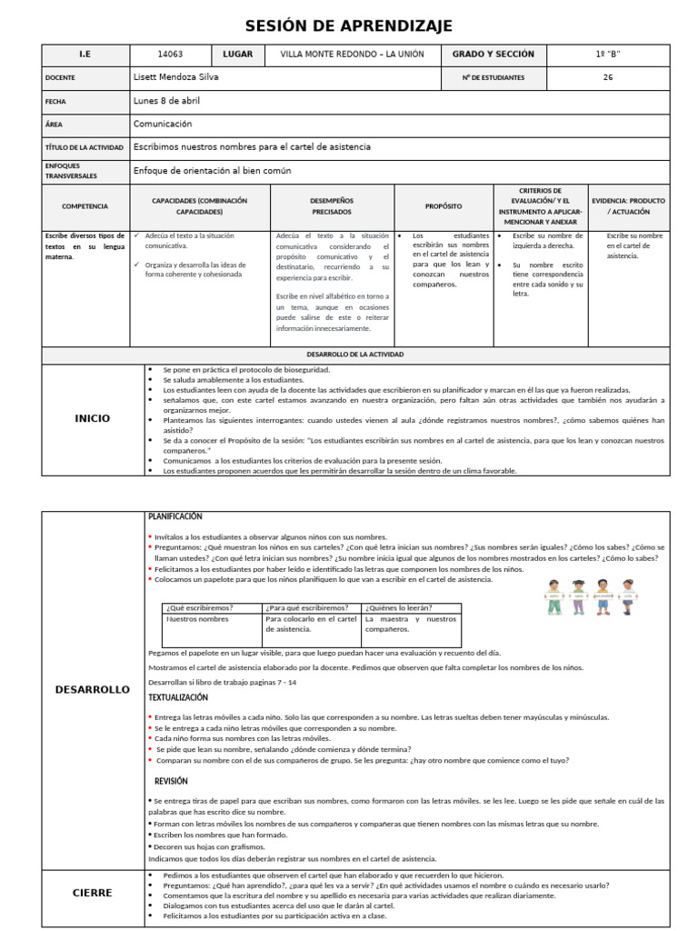 Nombres en el Cartel de Asistencia | PDF | Aprendizaje | Comunicación ...