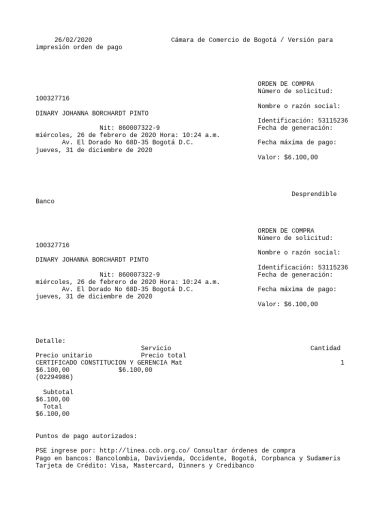 Orden de Compra PDF | PDF | Pagos | Tecnología bancaria