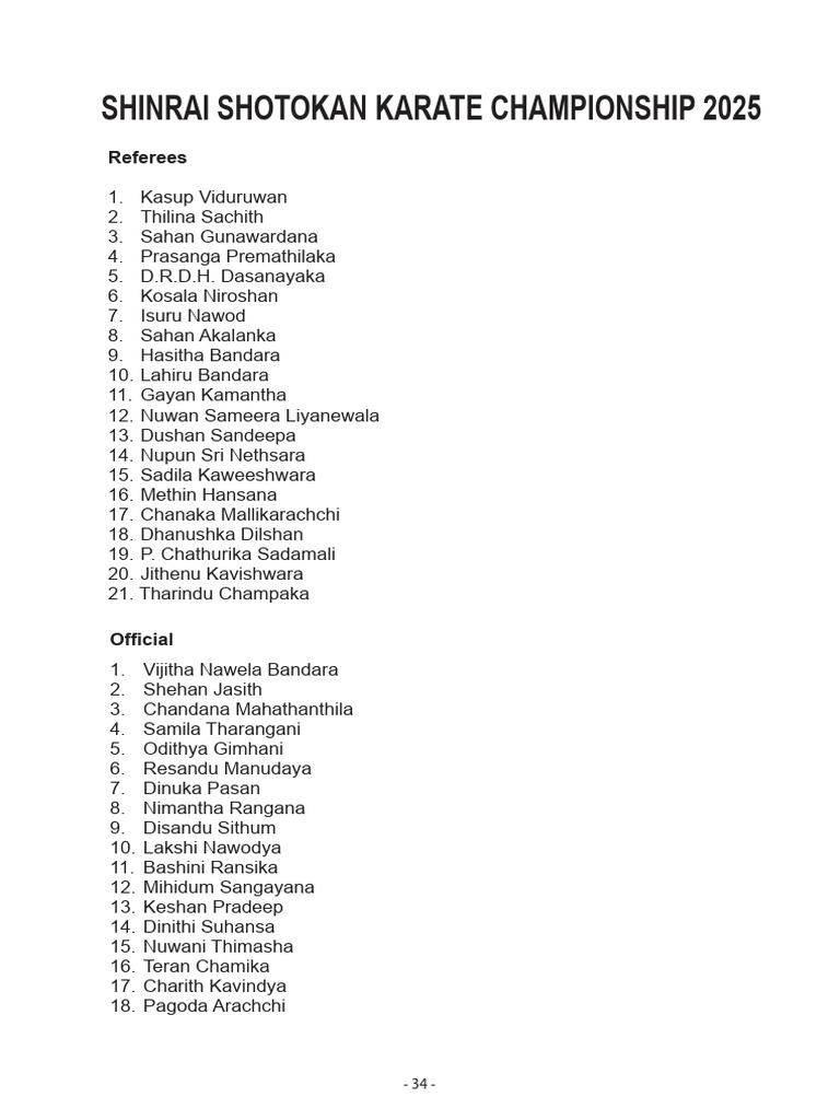 Shinrai Shotokan Karate Championship 2025: Referees | PDF