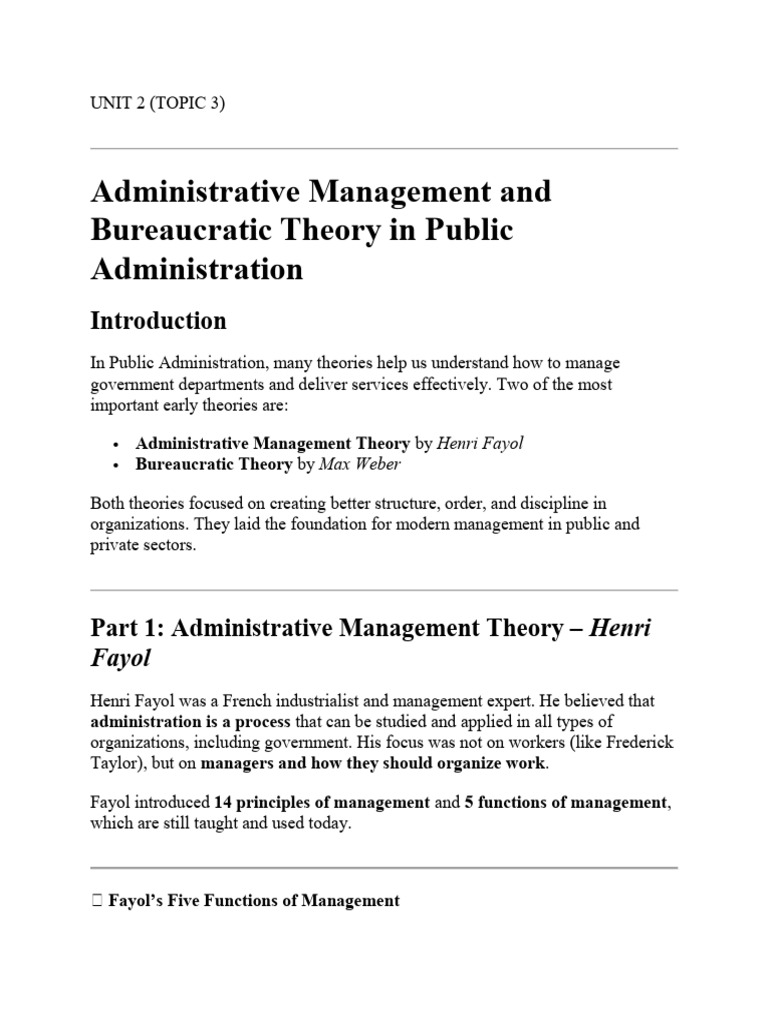 Admin Management & Bureaucratic Theory | PDF | Bureaucracy | Economies