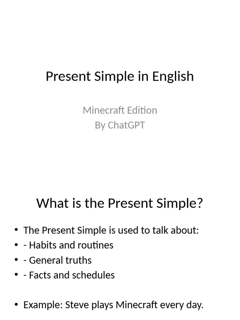Present Simple Tense in Minecraft | PDF