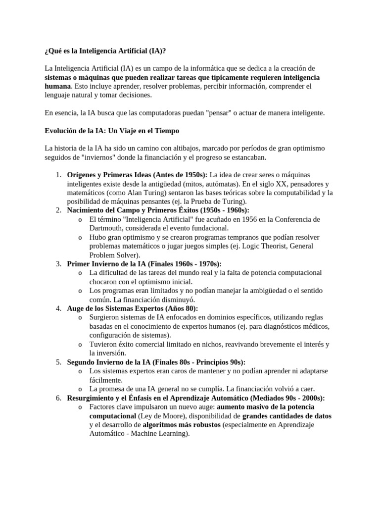 Evolución de la Inteligencia Artificial | PDF | Inteligencia artificial ...
