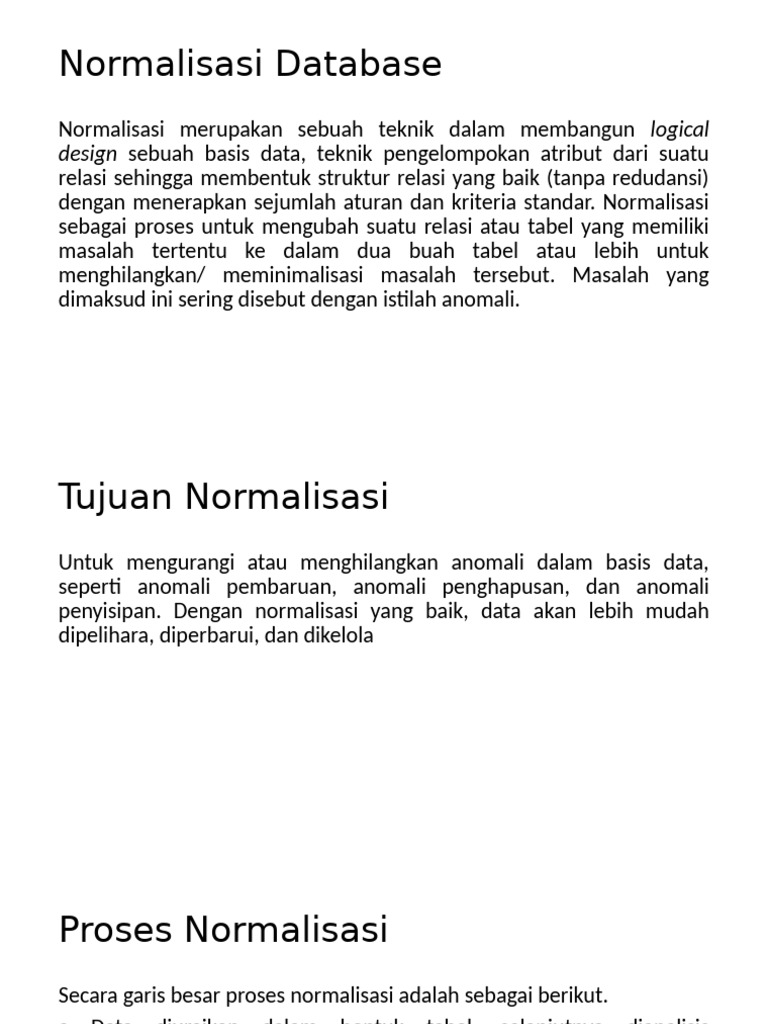 Panduan Lengkap Normalisasi Database | PDF