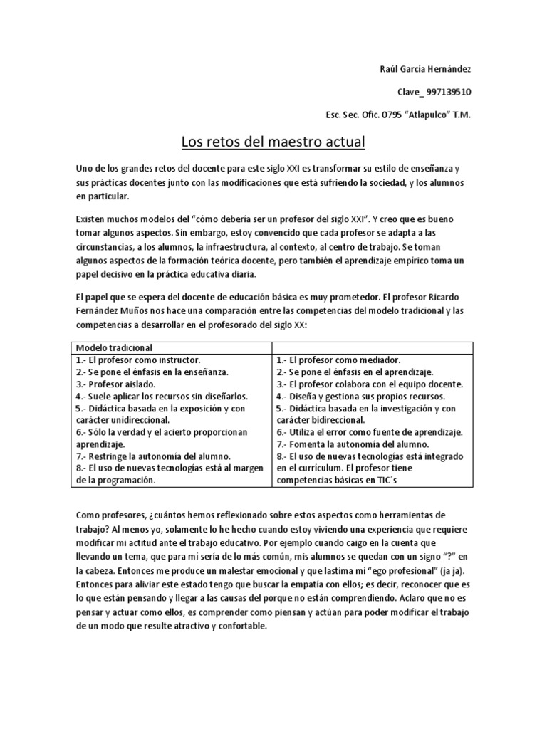 Retos del Docente en el Siglo XXI | PDF | Maestros | Aprendizaje