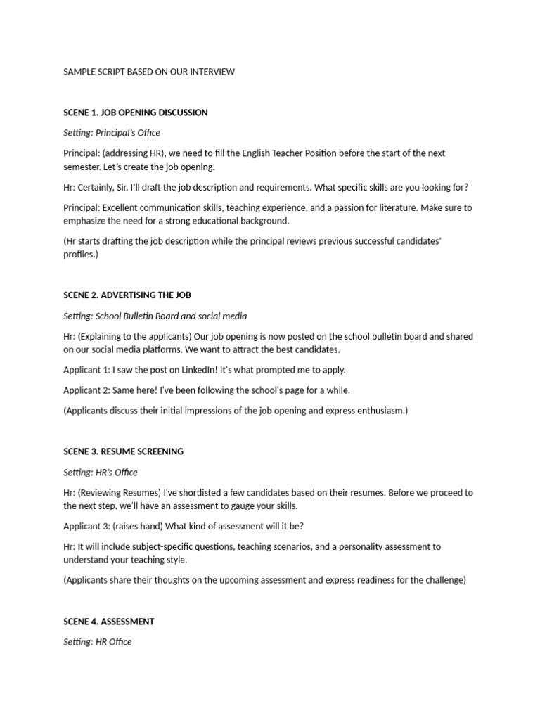 English Teacher Hiring Process Script | PDF | Résumé | Learning