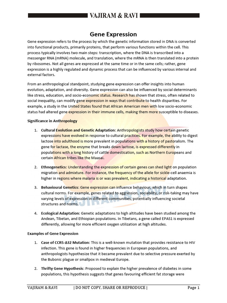 Gene Expression in Anthropology Insights | PDF | Gene Expression | Gene
