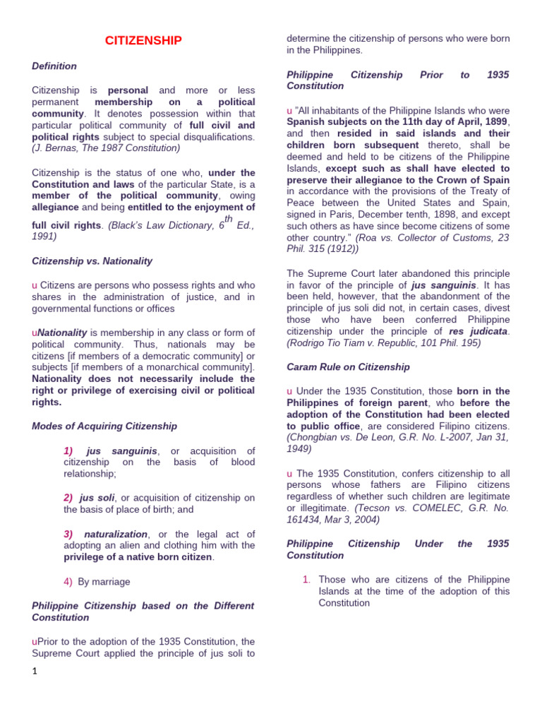 Understanding Philippine Citizenship Laws | PDF | Citizenship ...