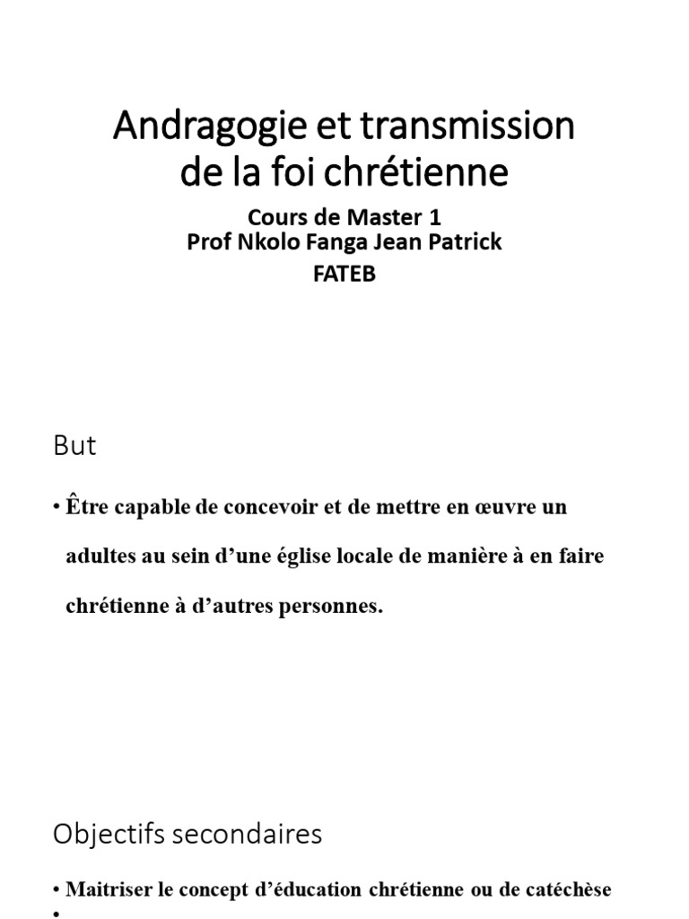 Andragogie et transmission de la foi | PDF | Enseignement | Catéchisme
