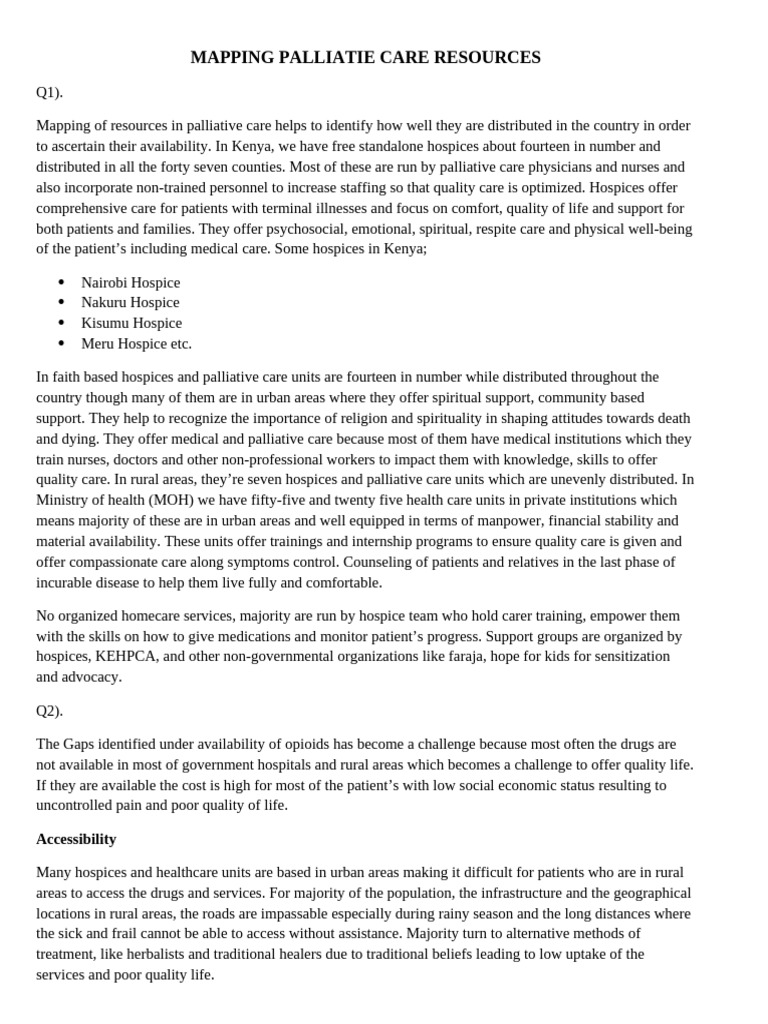 Purity Kungania Mapping Palliative Care Assignment | PDF | Palliative ...