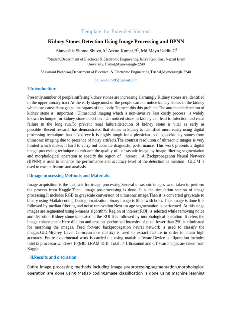 Kidney Stone Detection via Image Processing | PDF | Ultrasound | Image ...
