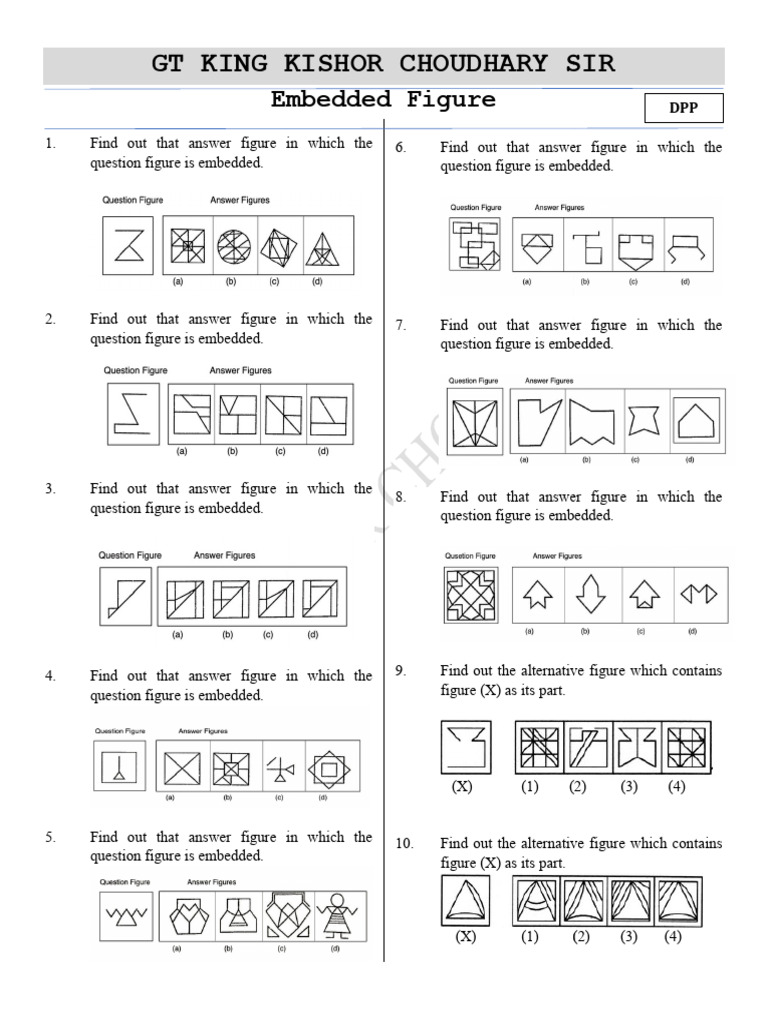 Embedded Figures Practice and Solutions | PDF