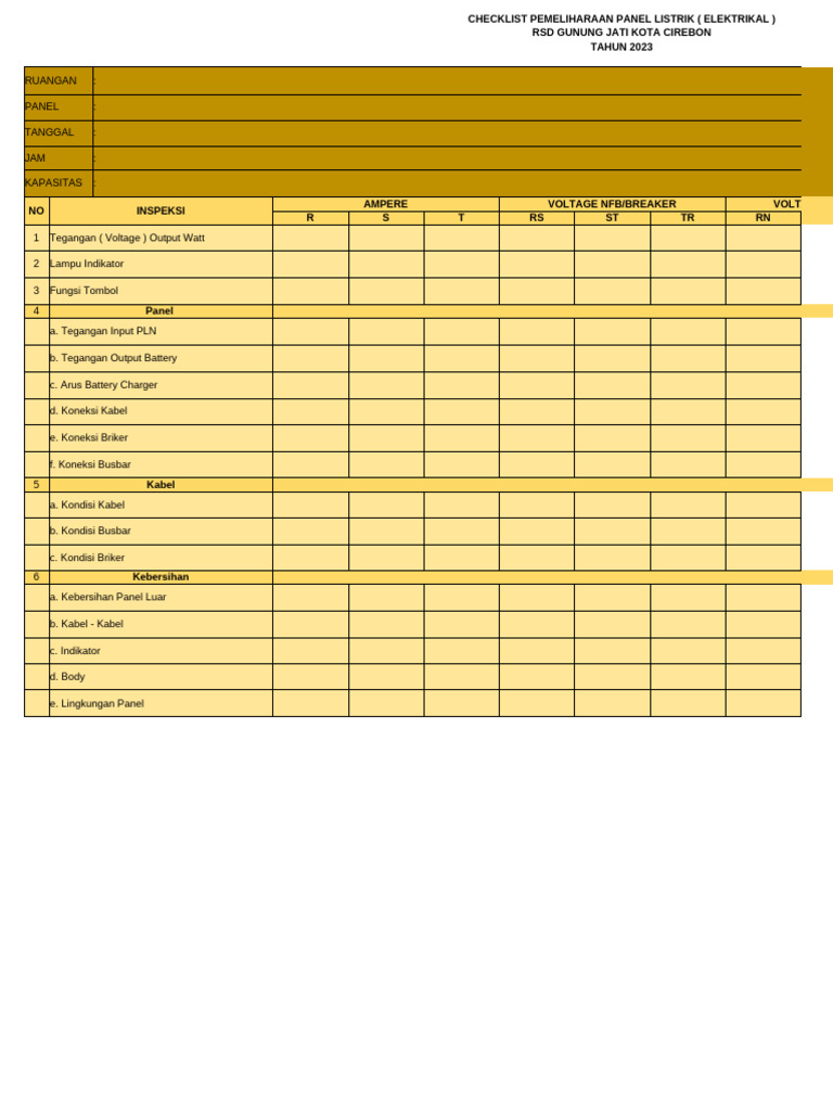 Checklist Pemeliharaan Panel Listrik | PDF
