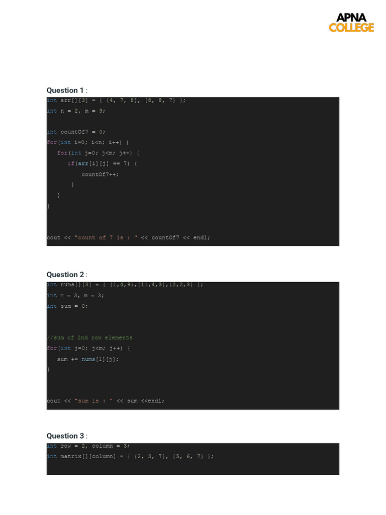 13. 2D Arrays Ans | PDF