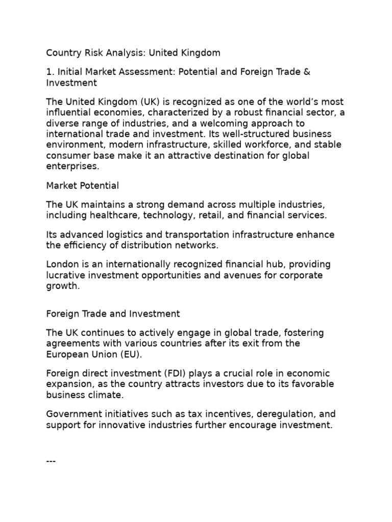 UK Country Risk Analysis for Investors | PDF | Inflation | Governance