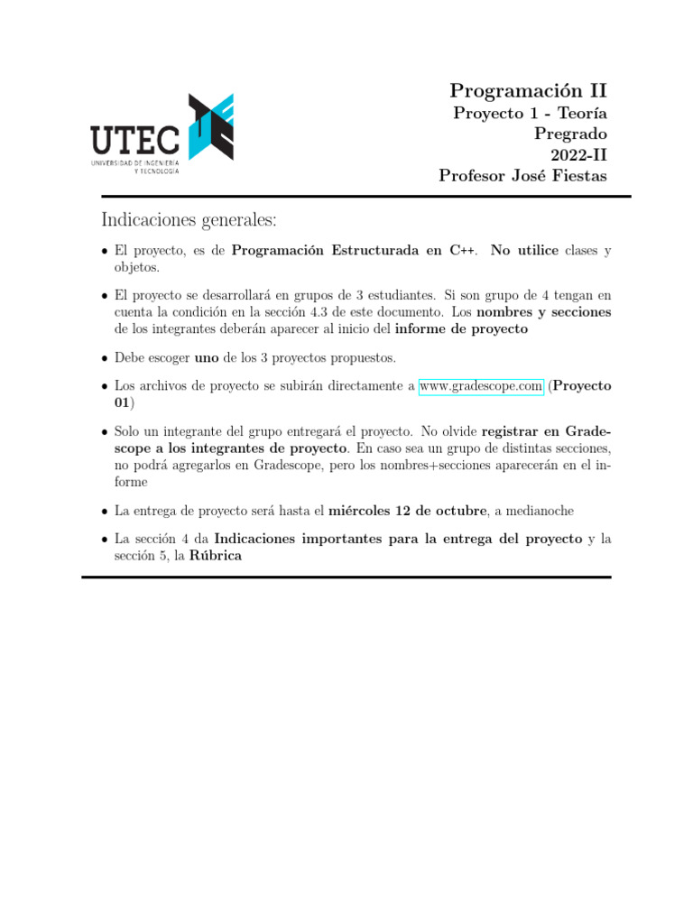Proyecto01 Teoria 2022 II | PDF | Algoritmos | Luna