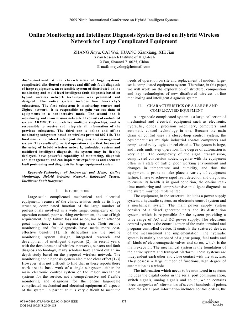 Online Monitoring and Intelligent Diagnosis System Based On Hybrid ...