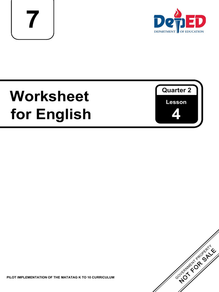 English 7 Q2 W5 Matatag Worksheet | PDF | Curriculum | English Language
