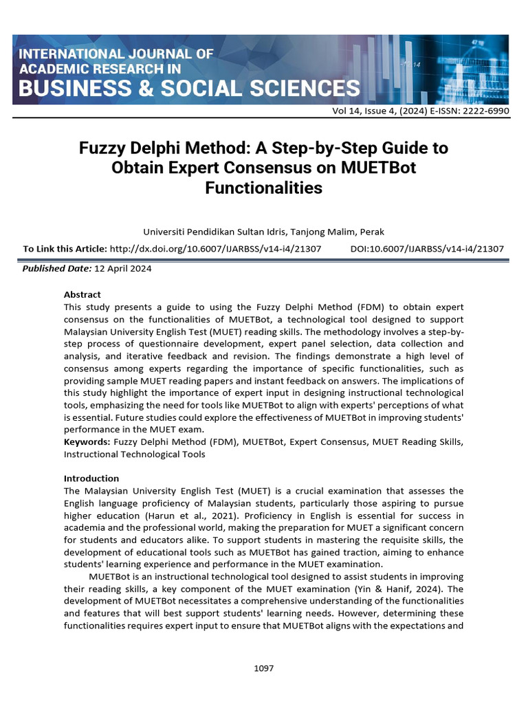 Fuzzy Delphi Method A Step by Step Guide To Obtain Expert Consensus On ...