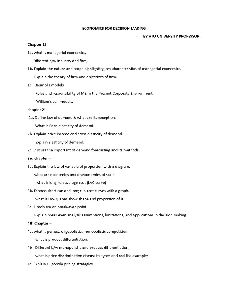 Economics For Decision Making Imp Question | PDF