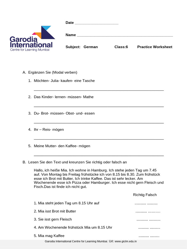 Grade 6 Practice Sheet | PDF