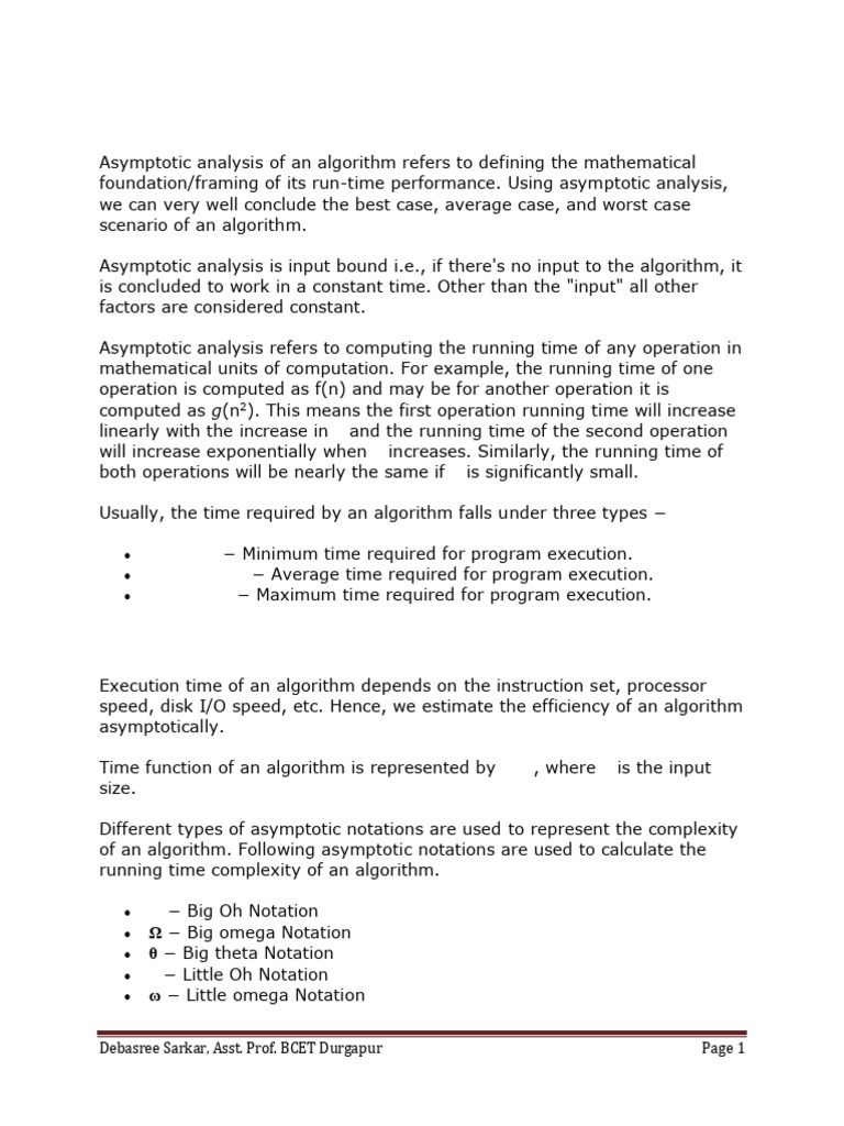 Asymptotic Analysis of Algorithms | PDF | Time Complexity ...