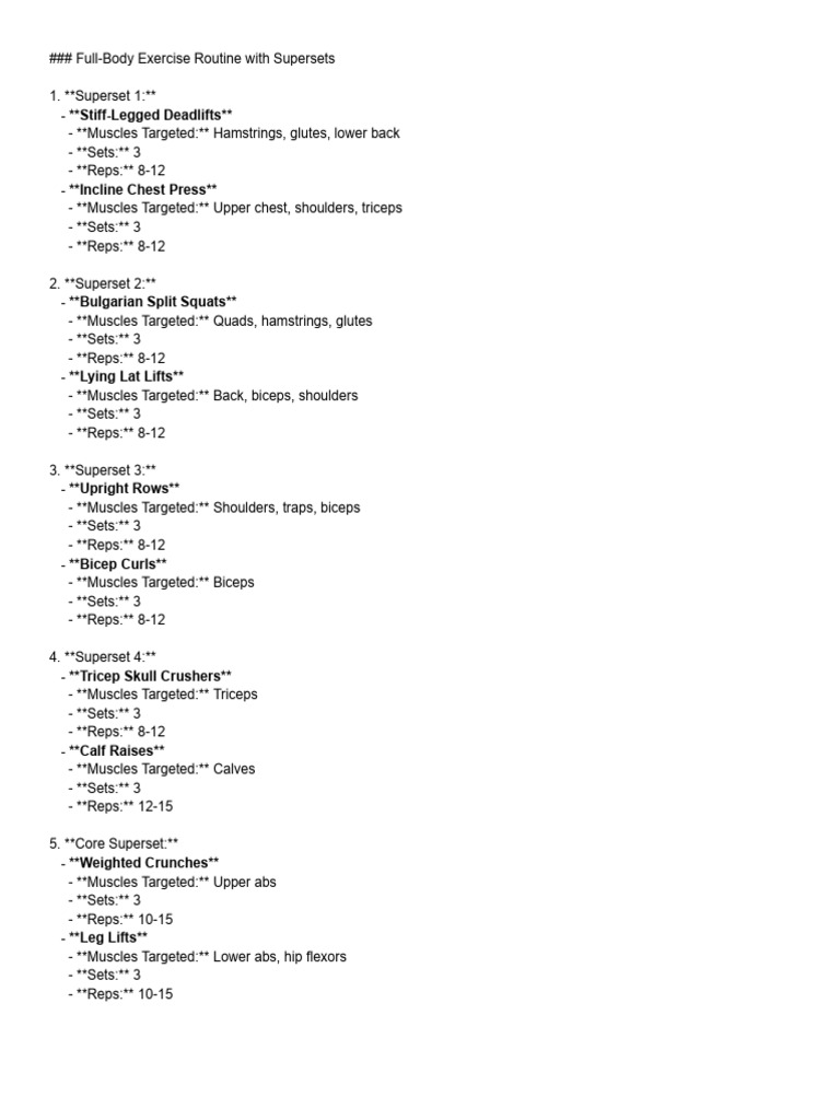 Full-Body Superset Workout Plan | PDF