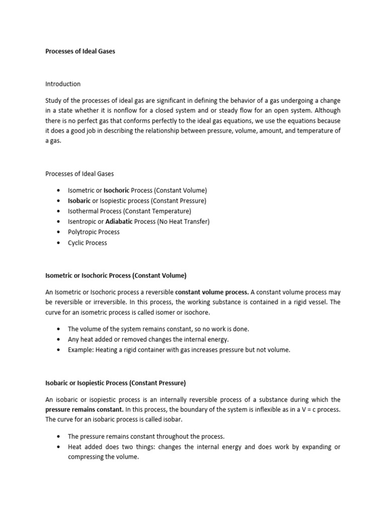 Ideal Gas Processes Explained | PDF | Heat | Physical Chemistry