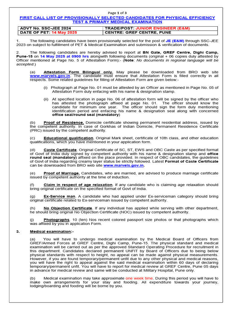 FIRST CALL Notice For JE (EM) 2024 | PDF