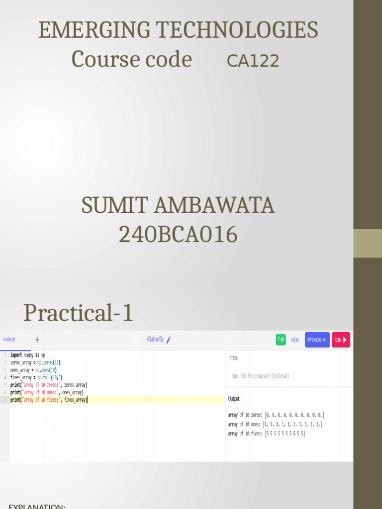NumPy Basics: Array Creation & Manipulation | PDF | Parameter (Computer ...