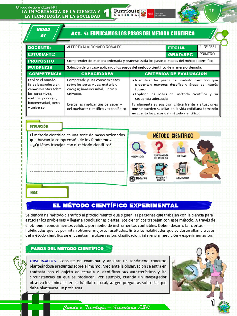 Método Científico: Pasos y Aplicaciones | PDF | Experimentar | Método ...