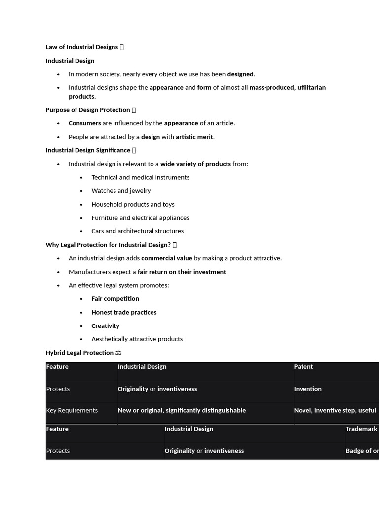 Industrial Design Law Overview | PDF | Copyright Infringement