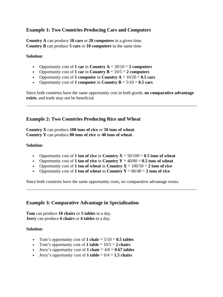Comparative Advantage Examples Explained | PDF | Bookbinding | Breads