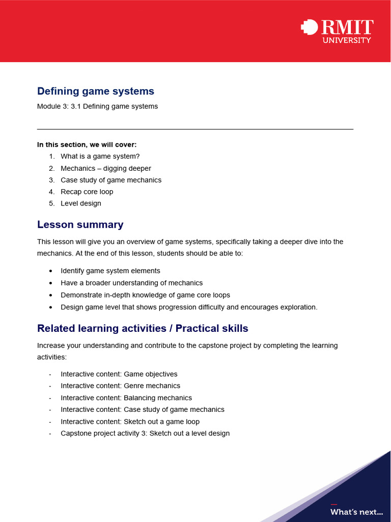 Understanding Game Systems and Mechanics | PDF | Learning | Goal