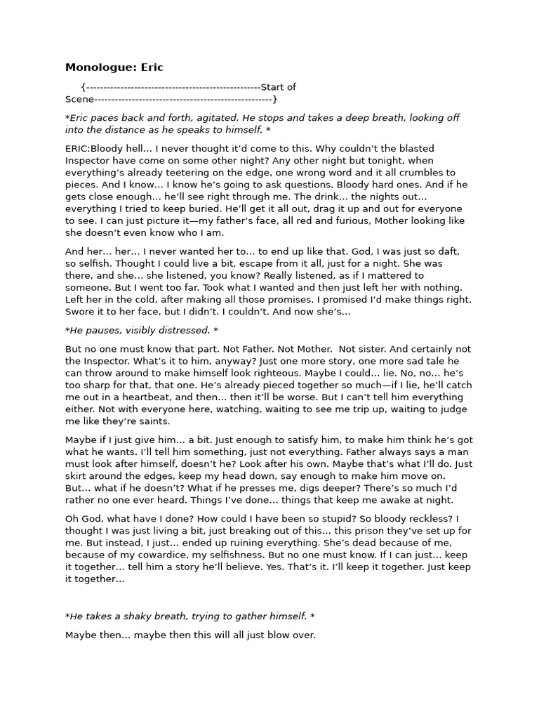 Eric's Agonizing Monologue on Guilt | PDF