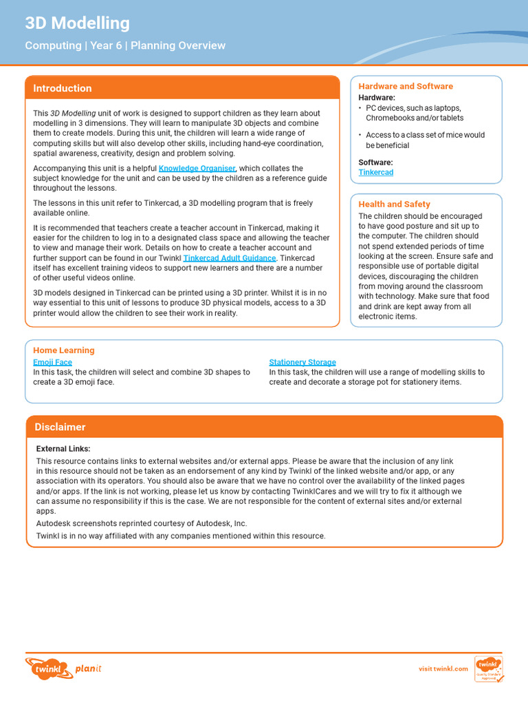 Y6 3D Modelling Planning Overview | PDF | 3 D Computer Graphics ...