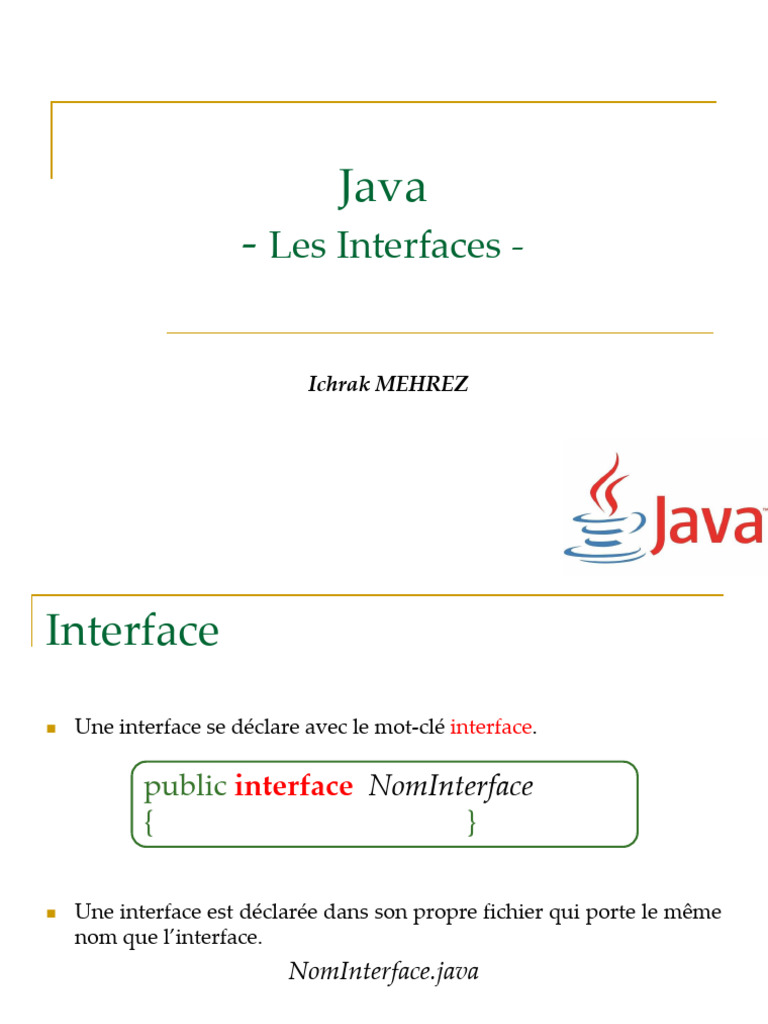 Comprendre les Interfaces en Java | PDF | Interface (Informatique ...