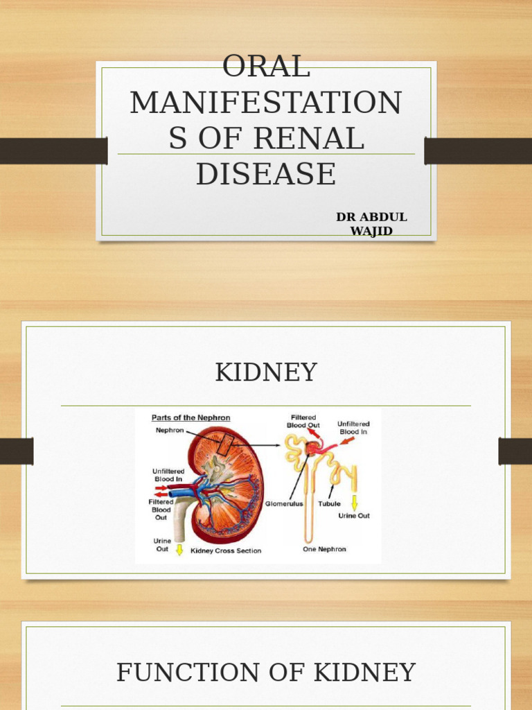 Oral Manifestations of Renal Disease | PDF | Kidney | Chronic Kidney ...