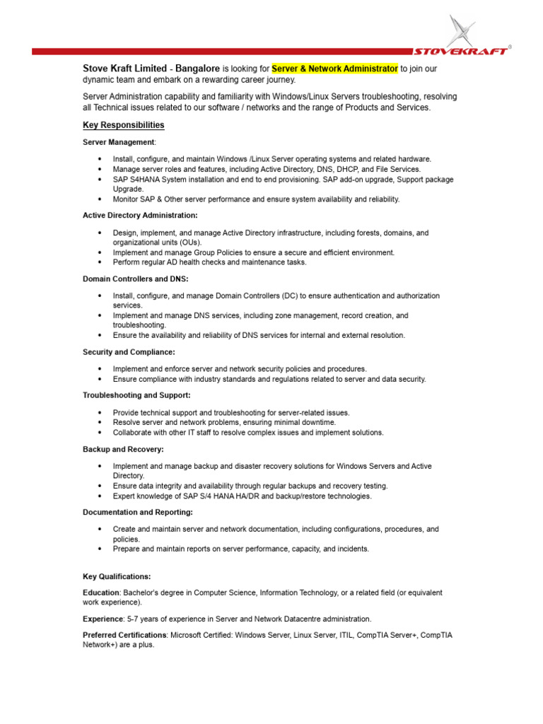 Server & Network Administrator Role | PDF | Active Directory | Server ...