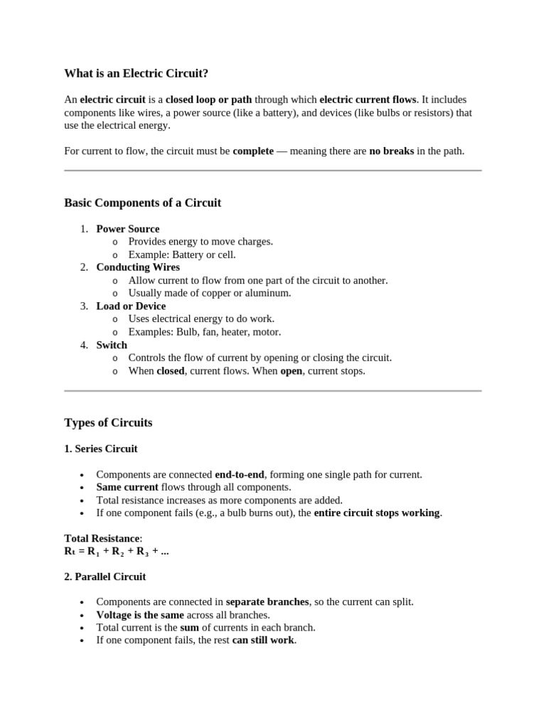Understanding Electric Circuits Basics | PDF | Series And Parallel ...