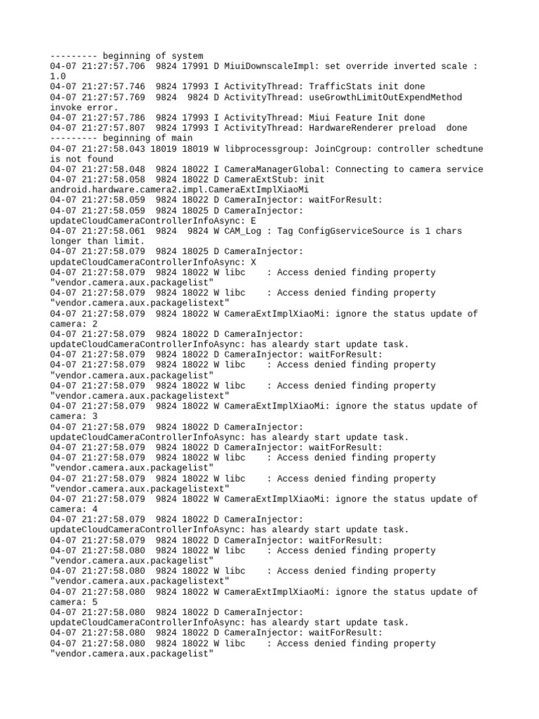 Camera Initialization Logs Analysis | PDF | Computing | Software