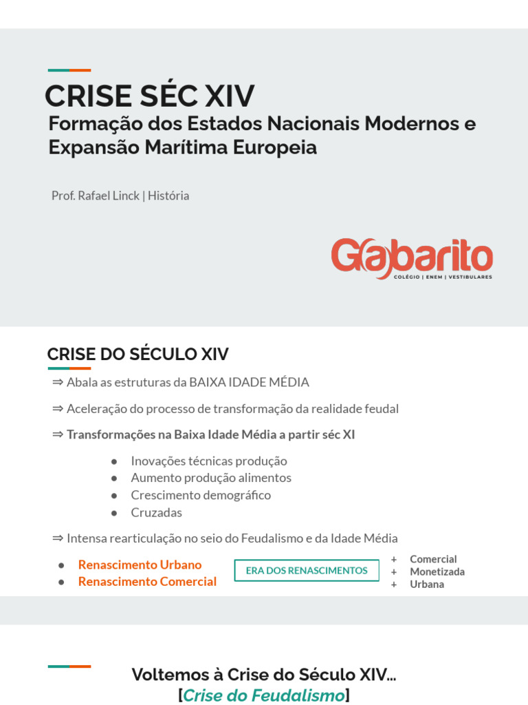 Crise do Século XIV e Formação do Estado Moderno | PDF | Feudalismo ...