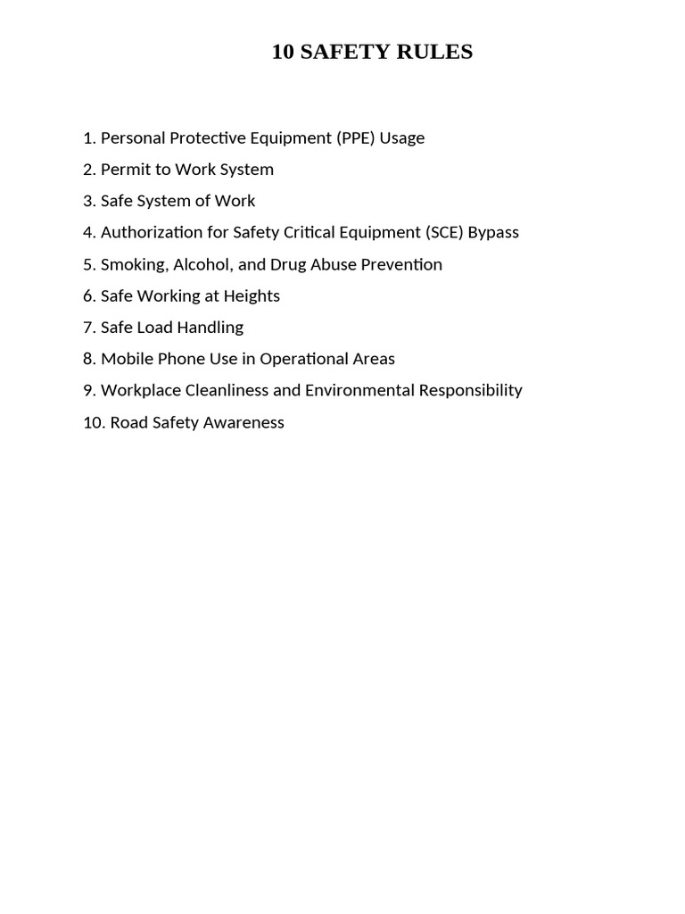 Essential Safety Rules for Workplaces | PDF