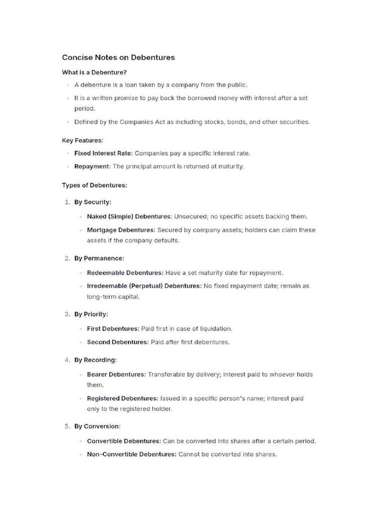 Debentures Notes | PDF