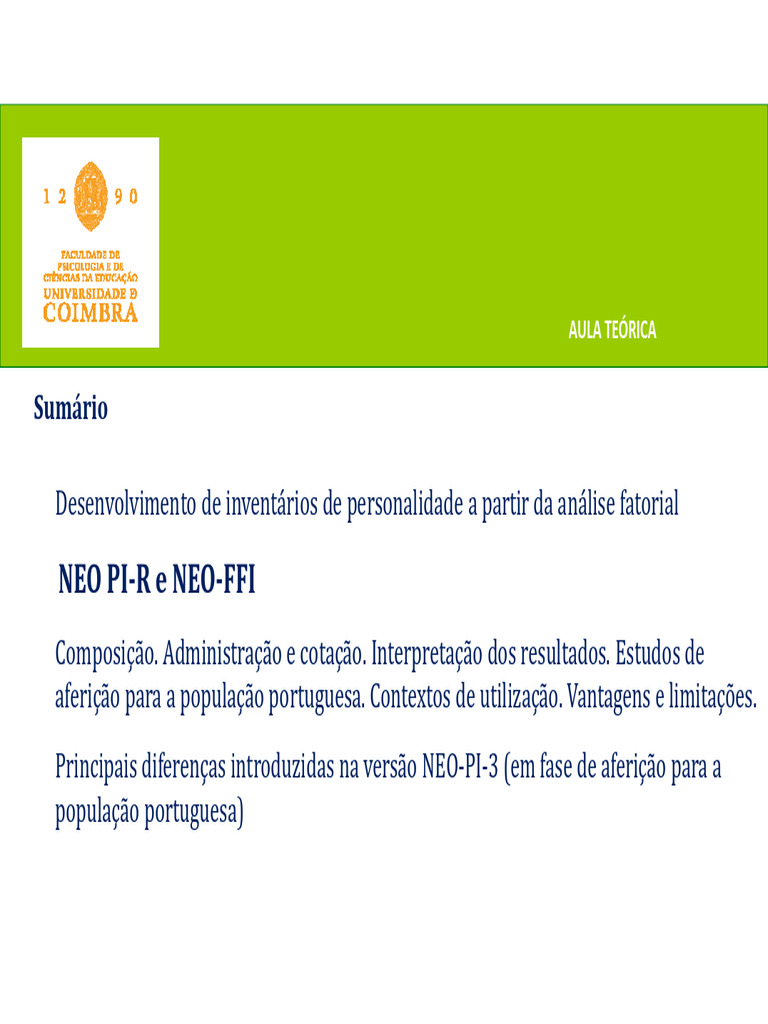 Inventários de Personalidade NEO PI-R e NEO-FFI | PDF | Psicologia ...