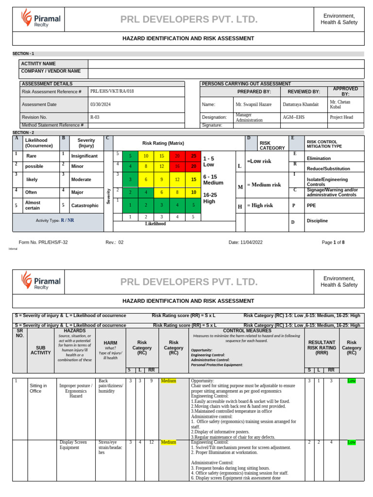 Hazard Identification & Risk Assessment Guide | PDF | Personal ...