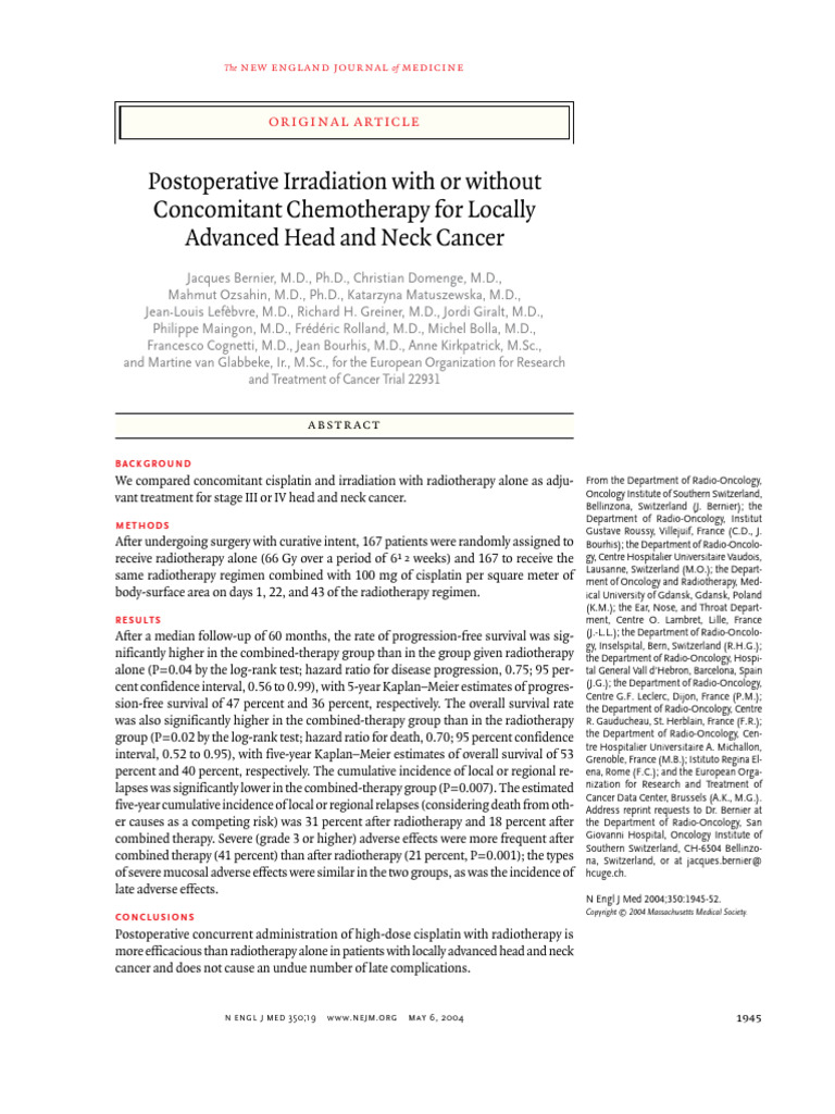 Bernie R Et Al Adj CTRT | PDF | Radiation Therapy | Head And Neck Cancer
