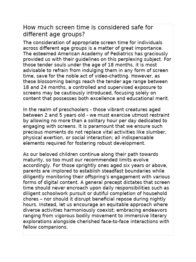 Safe Screen Time Guidelines by Age | PDF | Adolescence | Learning
