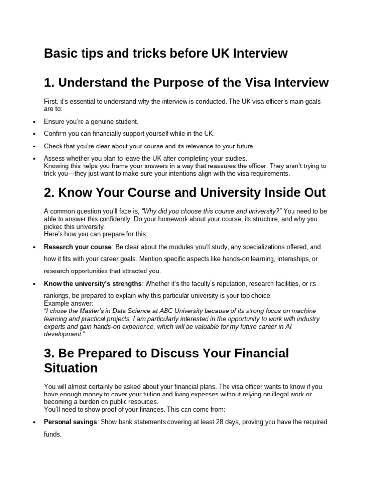 UK Visa Interview Preparation Tips | PDF | International English ...