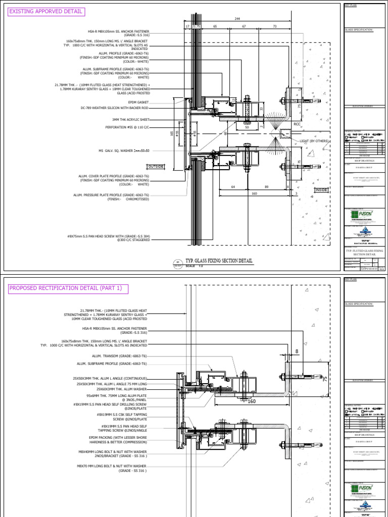 Flute Glass Proposed Rectification Detail (R1) | PDF | Screw | Metalworking