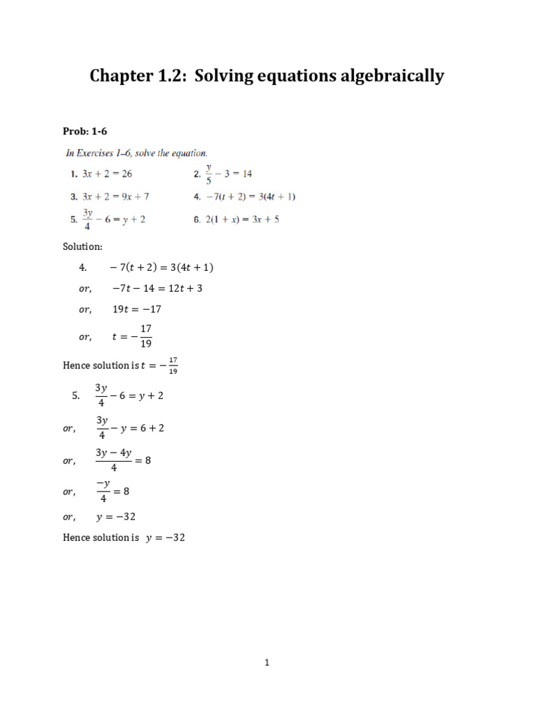 1.2 - Solving Equations Algebraically | PDF | Measures Of National ...
